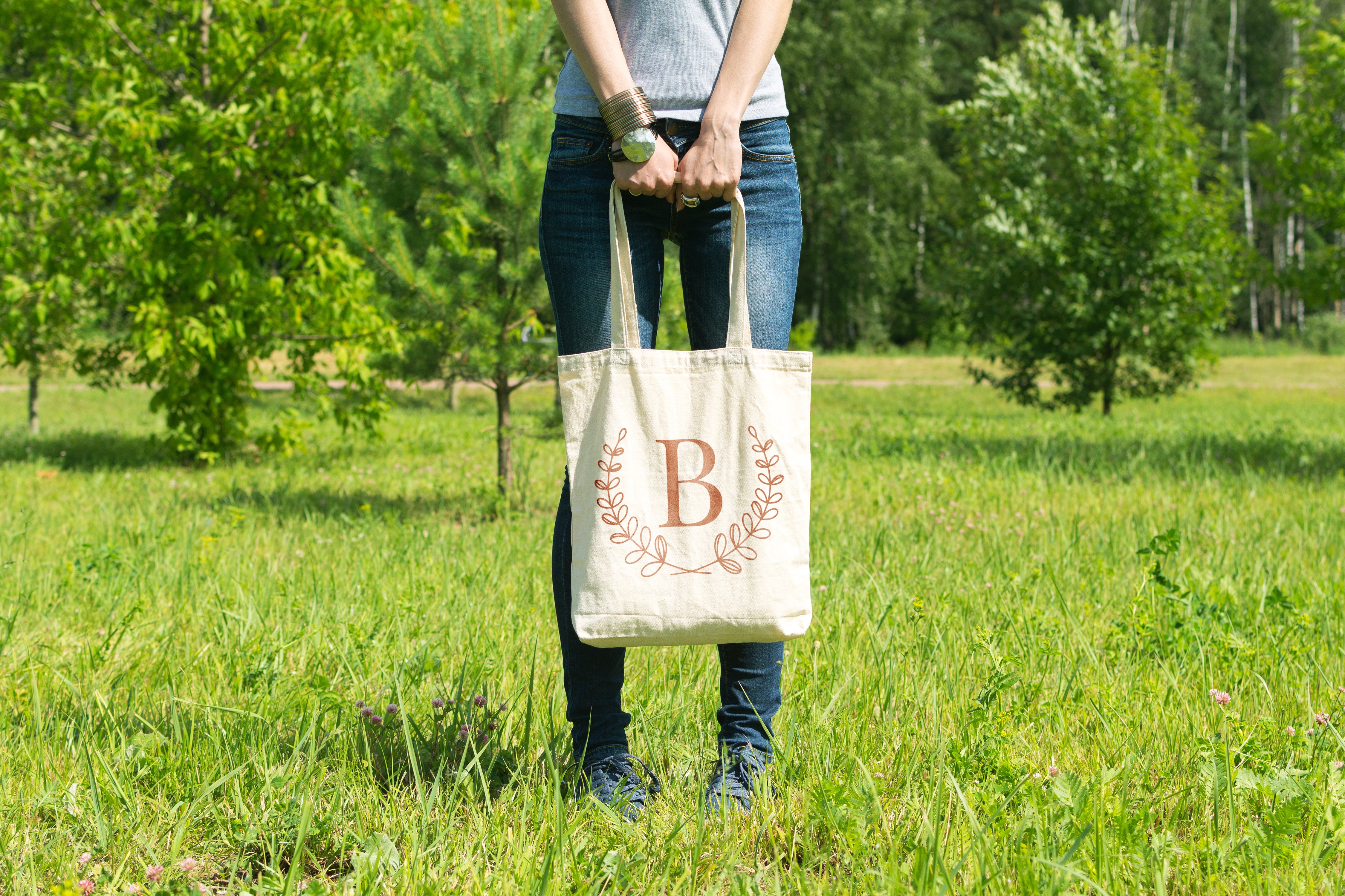 Monogrammed Bridesmaid Gift Bags  - 100% Organic Cotton