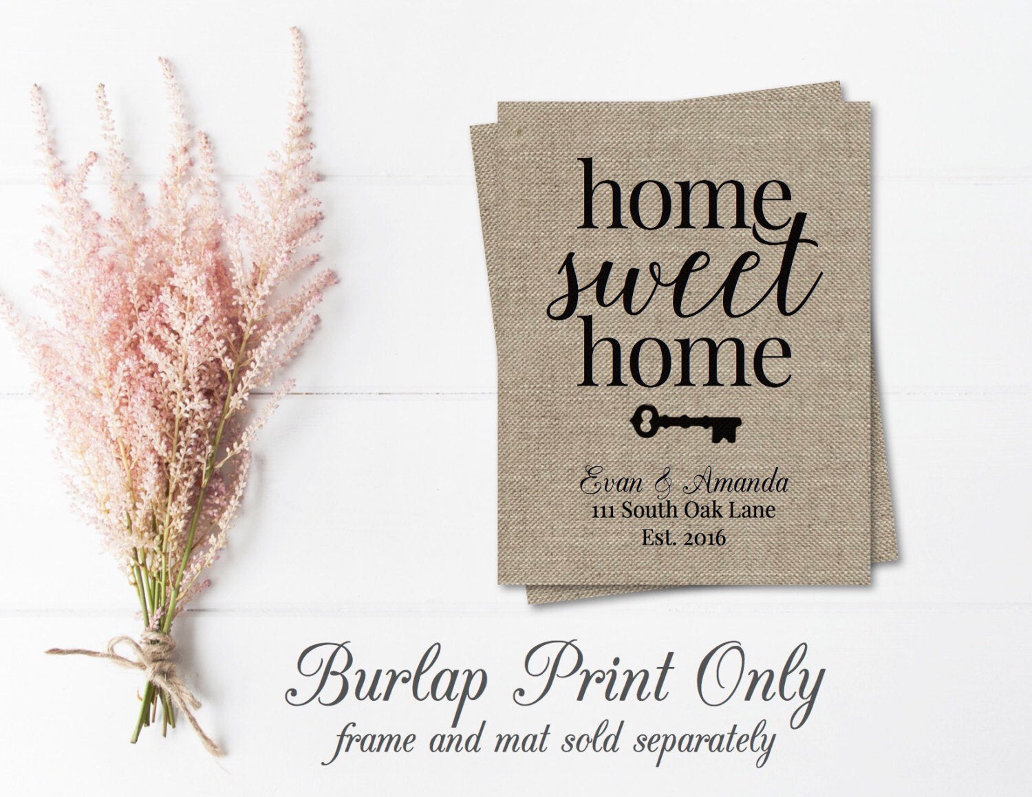 Our First Home - Home Sweet Home Burlap Print - Housewarming Gift