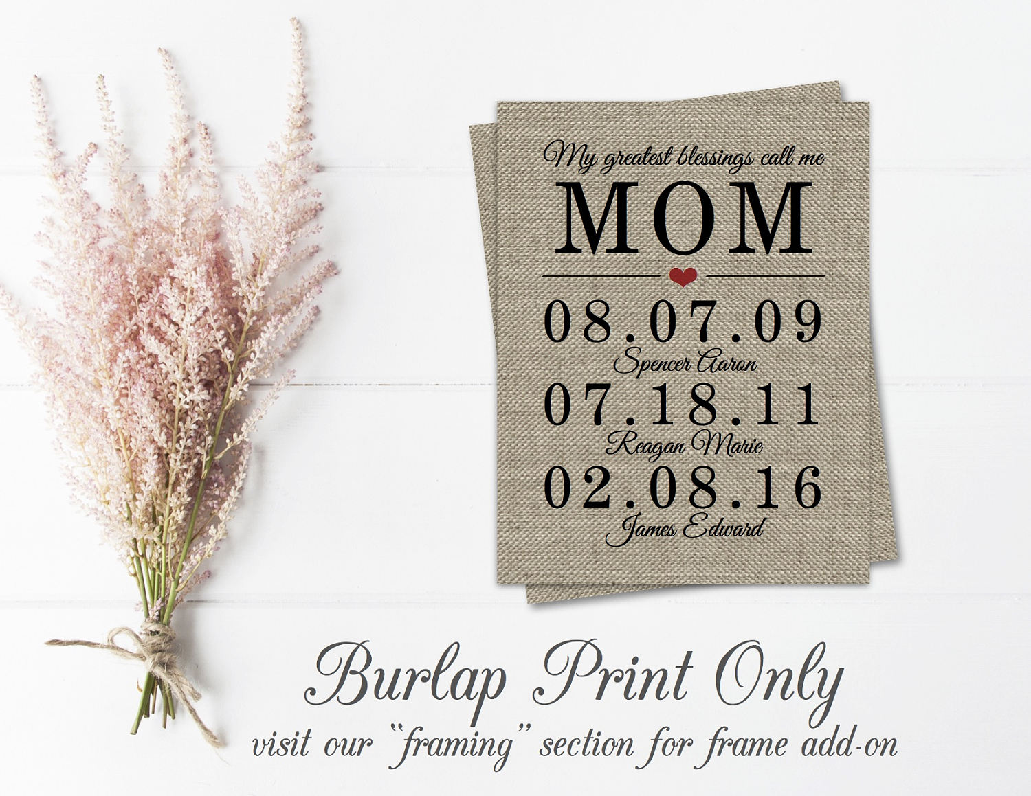 My Greatest Blessings Call Me Mom Burlap Print - Perfect for Mother's Day!