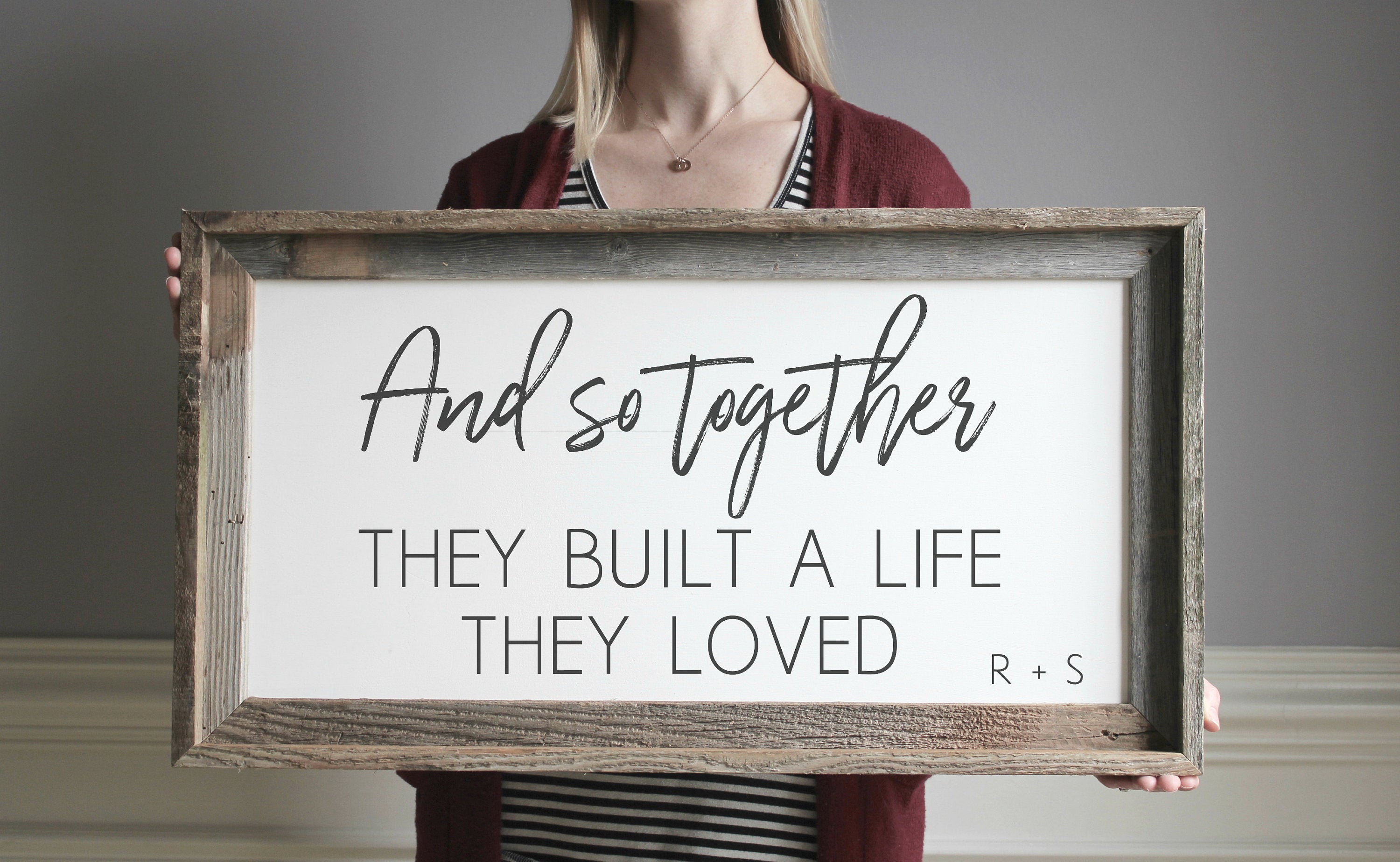Set Di 3 Cartelli Decorativi 'And So Together They Built A Life They Love' - Cornice Bianca