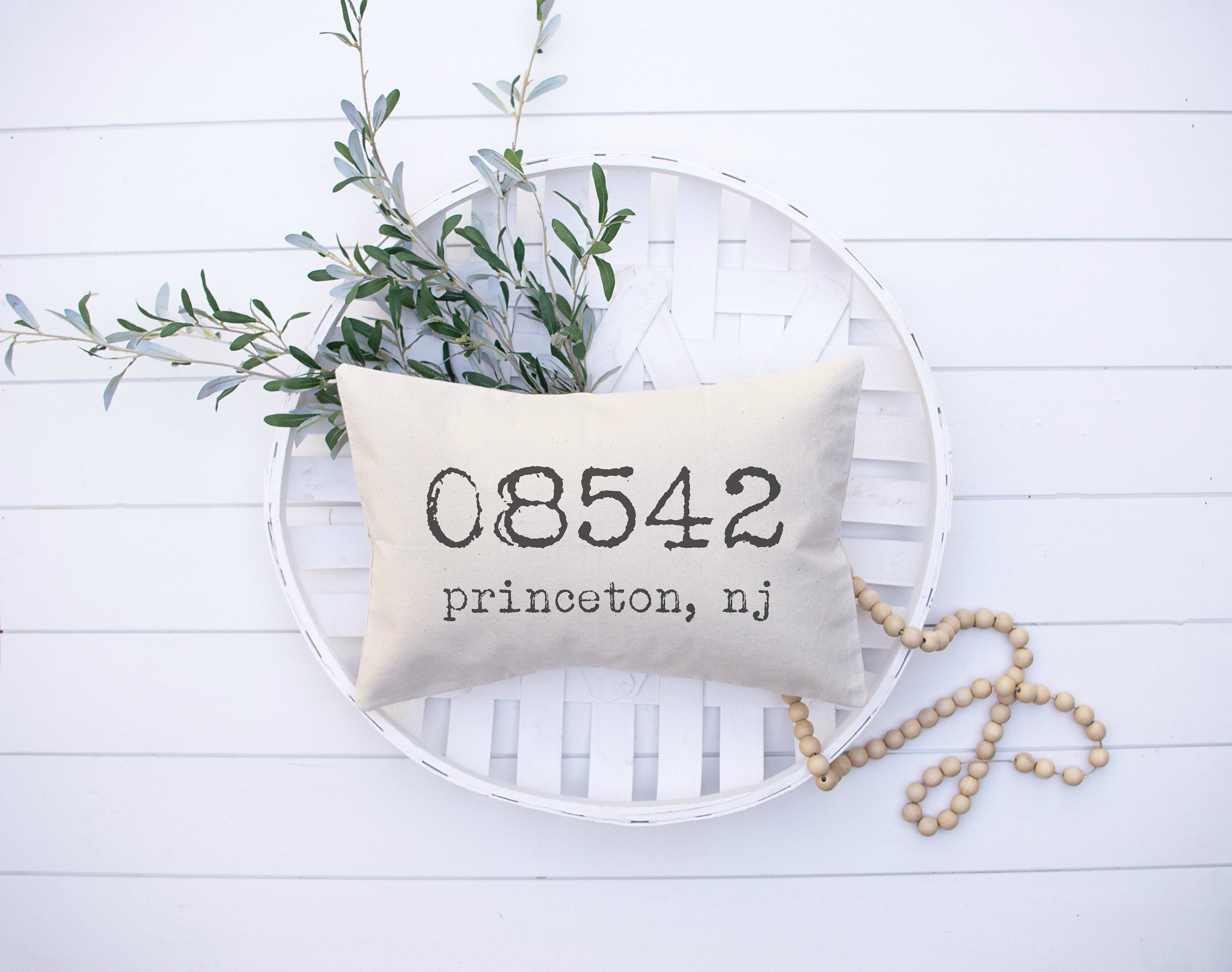 Zipcode Personalized Pillow Cover | Rustic Pillow Cover | Farmhouse Pillow