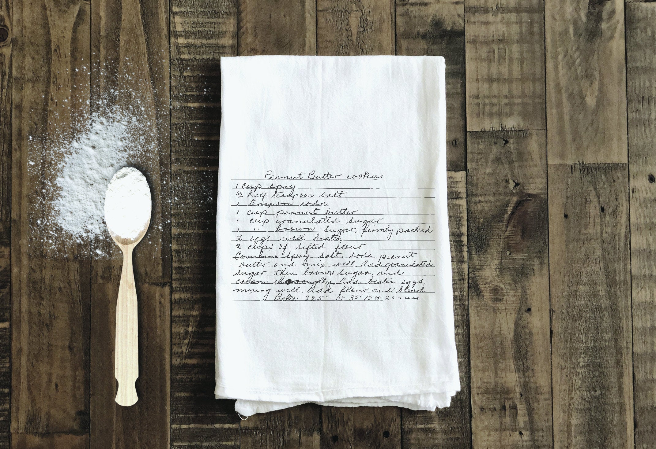 Handwritten Recipe Tea Towel - Your favorite recipe in handwriting transferred to a keepsake tea towel