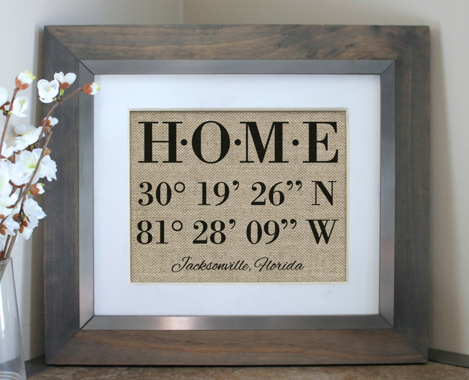 HOME Latitude Longitude Sign Housewarming Gift